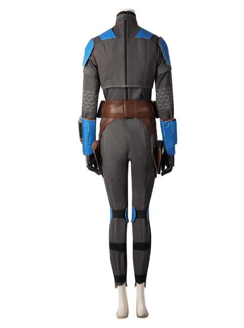 The Mandalorian Season 3 Bo-Katan Kryze Halloween Cosplay Costume Black Top Black Pants Blue Shoulder Armor Set Without Helmet